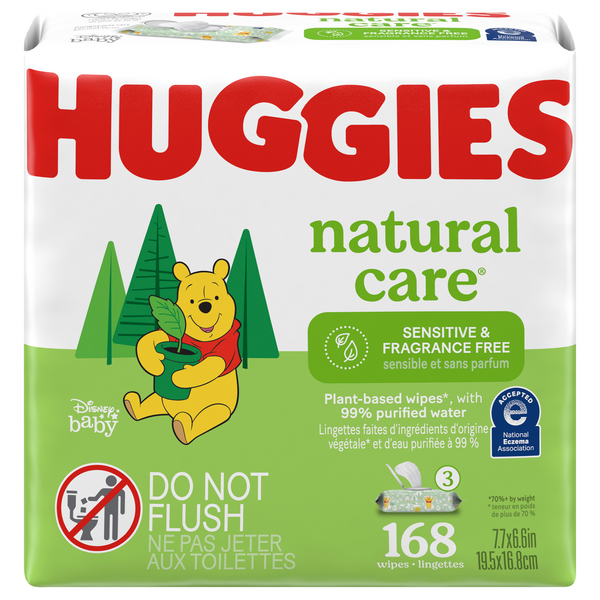 Huggies Natural Care Sensitive Fragrance Free Baby Wipes Pop-Top - 3 pk
