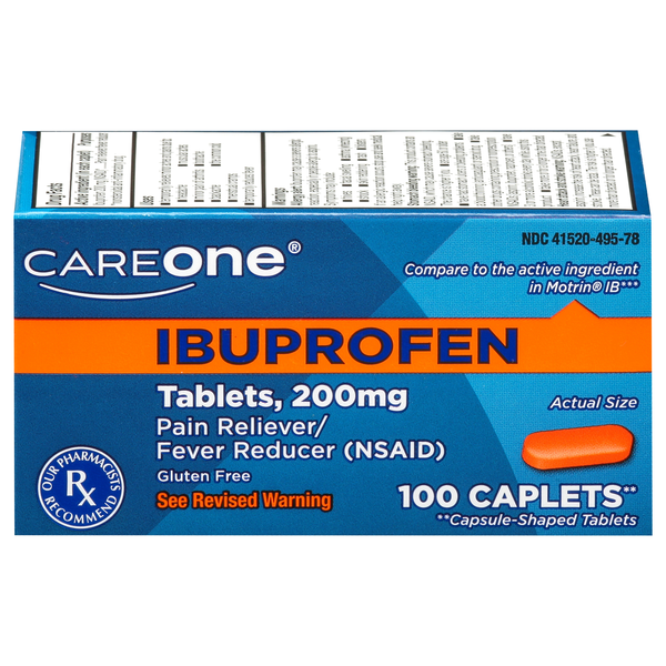 CareOne Ibuprofen Pain Relief 200 mg Tablets Gluten Free