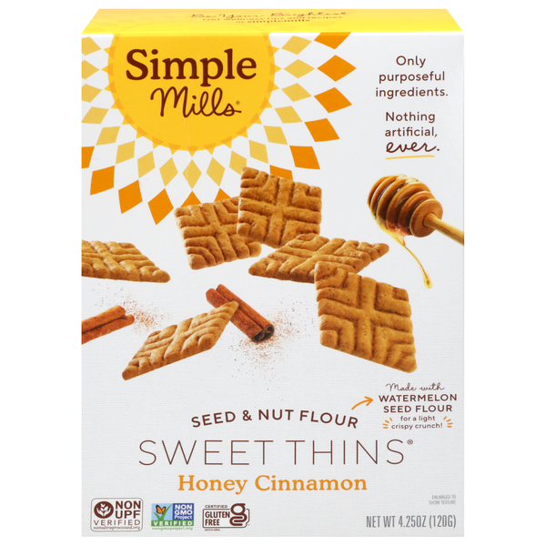 Simple Mills Gluten Free Thins Honey Cinnamon Seed & Nut Flour Cookies