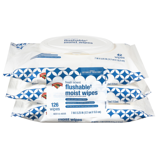 Hannaford Flushable Fresh Scent Moist Wipes 42 ct ea - 3 pk