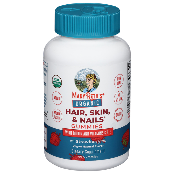 Mary Ruth's Organic Strawberry Hair Skin & Nails Gummies