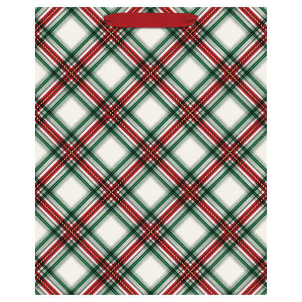 Hallmark 13 Inch Large Holiday Gift Bag Festive Red & Green Plaid