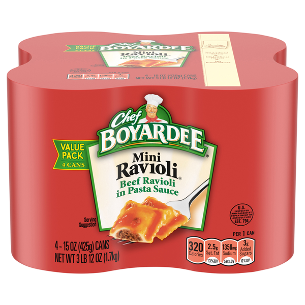 Chef Boyardee Mini Beef Ravioli Value Pack - 4 ct