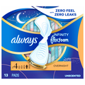 Always Infinity Size 4 Unscented Overnight Pads with Wings