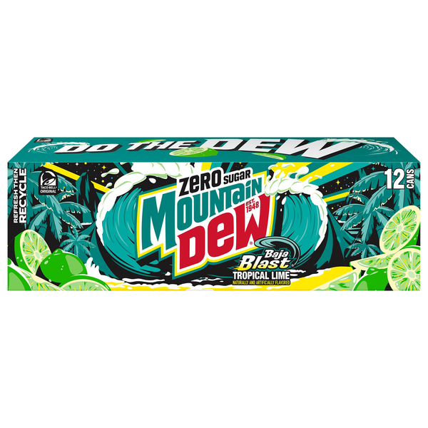 Mtn Dew Zero Sugar Baja Blast Soda - 12 pk