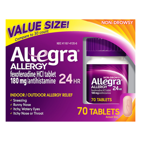 Save on Allegra Indoor/Outdoor Allergy Relief 24 HR 180 mg Tablets