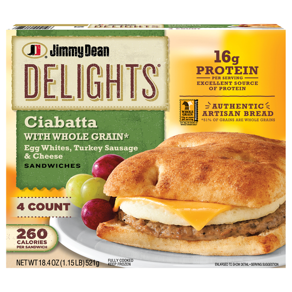 Save on Jimmy Dean Egg Whites Turkey Sausage & Cheese Ciabatta