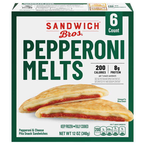 Sandwich Bros. Pepperoni Melts Pita Snack Sandwiches - 6 ct Frozen