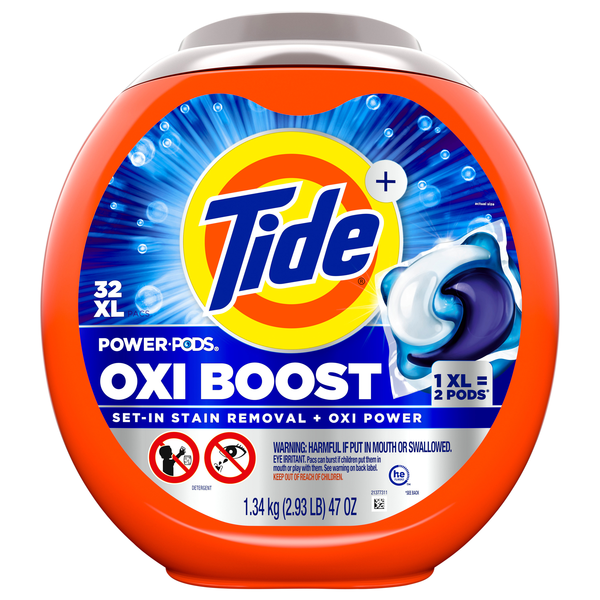 Tide + Oxi Boost Power XL Laundry Detergent Pods - 32 ct