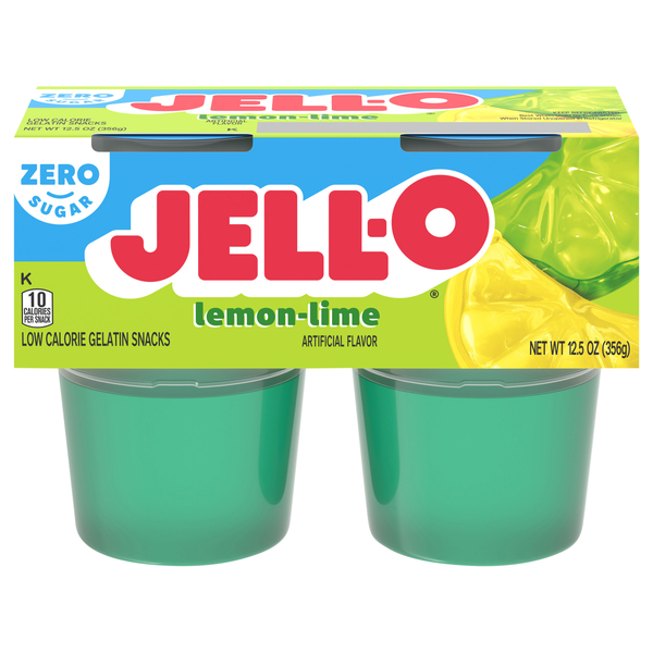 Jell-O Zero Sugar Lemon-Lime Gelatin Snack Cups - 4 ct