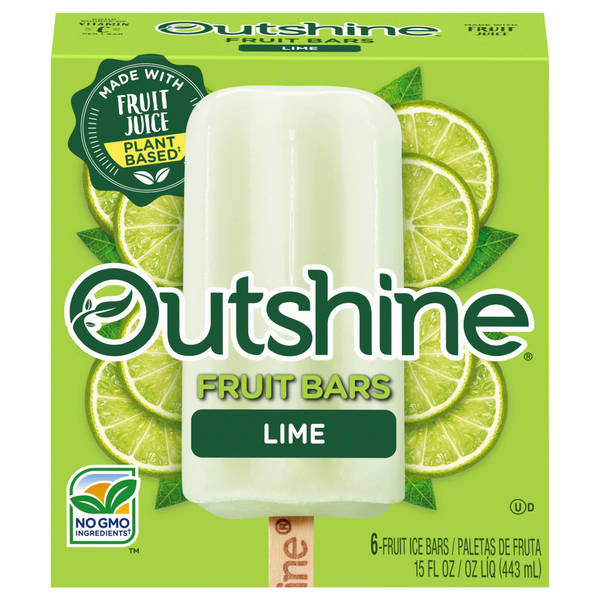 Outshine Lime Fruit Ice Bars - 6 ct