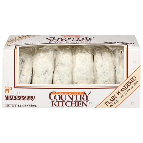 Country Kitchen Plain Powdered Donuts - 6 ct