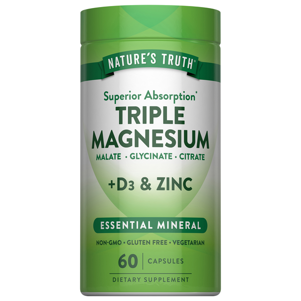 Nature's Truth Superior Absorption Triple Magnesium + D3 & Zinc Capsules