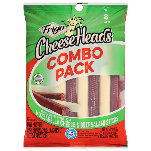 Frigo Cheese Heads Combo Pack Mozzarella & Beef Salami Sticks - 8 ct