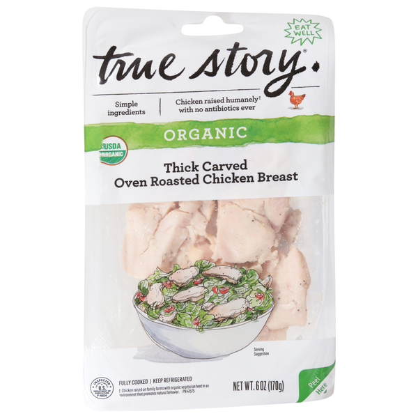 True Story Organic Thick Carved Oven Roasted Chicken Breast Sliced