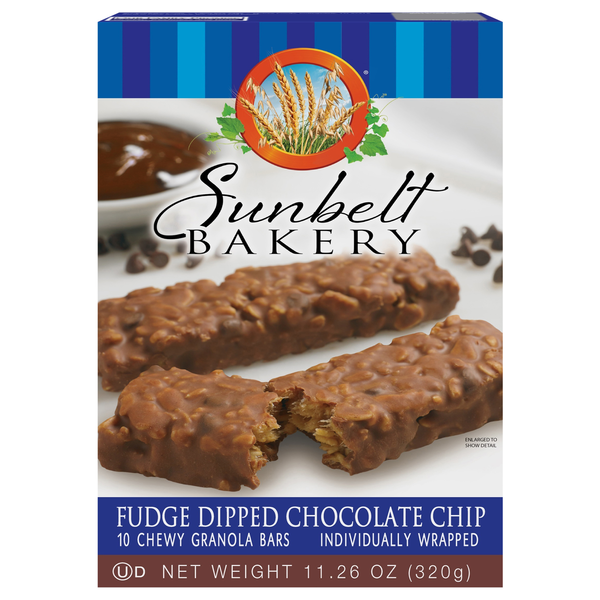 Sunbelt Bakery Chewy Granola Bars Fudge Dipped Chocolate Chip - 10 ct