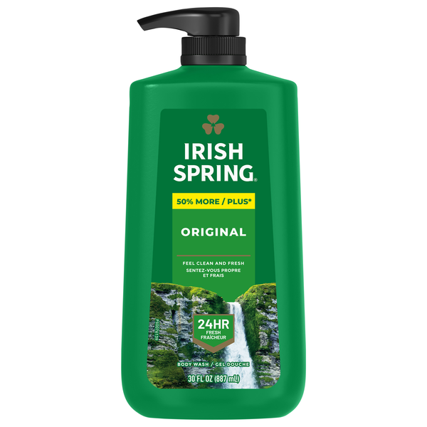 Irish Spring Men Original Clean Moisturizing Face & Body Wash Pump