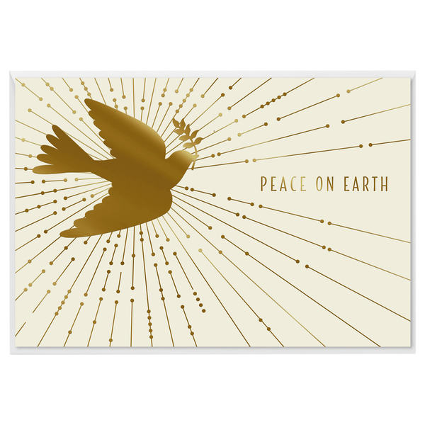 Hallmark Gold Christmas Cards Peace on Earth Dove