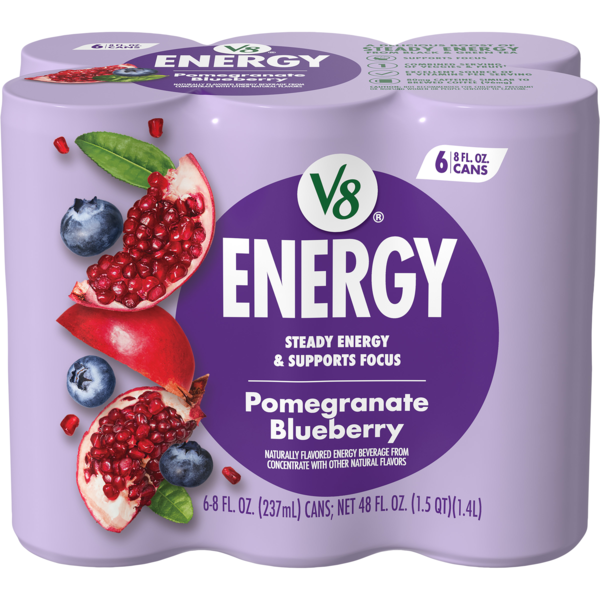 V8 Plus Pomegranate Blueberry Energy Beverage - 6 pk