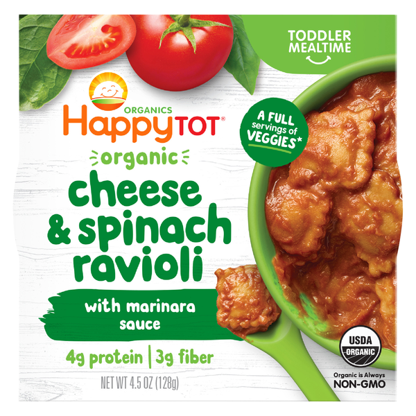 Happy Tot Organics Cheese & Spinach Ravioli with Marinara Sauce