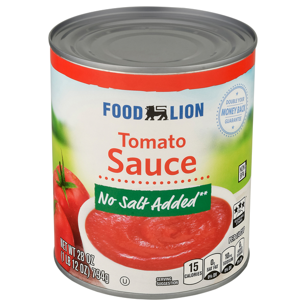 Food Lion No Salt Added Tomato Sauce
