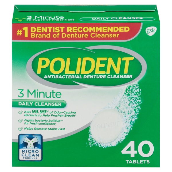 Save on Polident 3 Minute Antibacterial Denture Cleanser Tablets Order