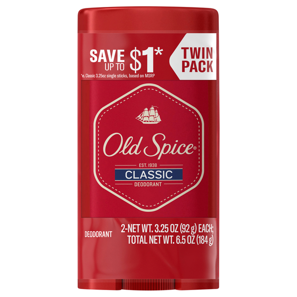 Old Spice Classic Original Scent Deodorant Stick 3.25 oz/2 ct