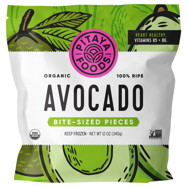Pitaya Foods Organic 100% Ripe Avocado Bite Size Pieces Frozen