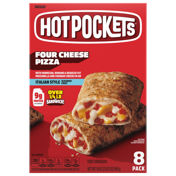 HOT POCKETS Four Cheese Pizza Seasoned Crust Sandwiches - 8 ct Frozen
