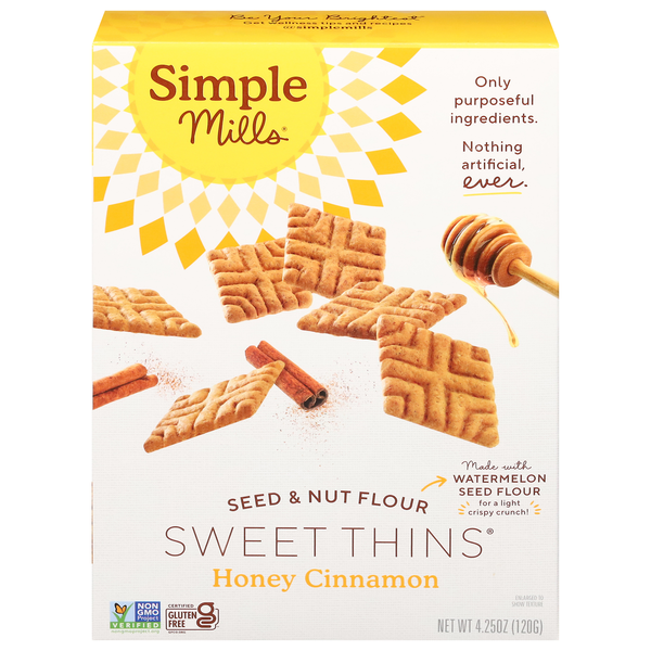 Simple Mills Gluten Free Thins Honey Cinnamon Seed & Nut Flour Cookies