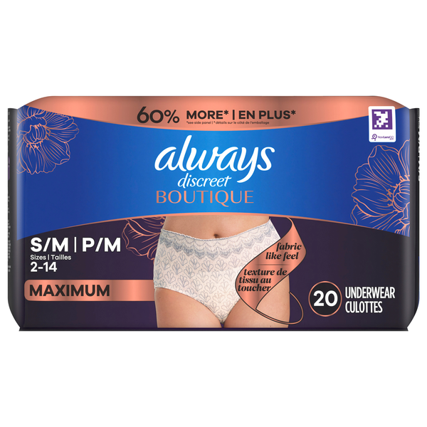 Always Women's Discreet Boutique Underwear S/M Maximum