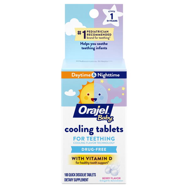 Orajel Baby Drug Free Day & Night Cooling Tablets for Teething