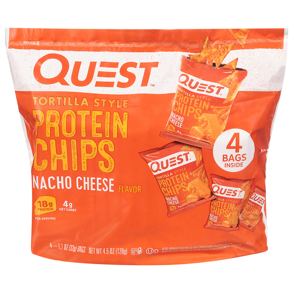 Quest Gluten Free Nacho Cheese 18g Tortilla Style Protein Chips - 4 ct