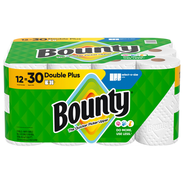 Bounty Select-A-Size White Double Plus Roll Paper Towels - 12 ct