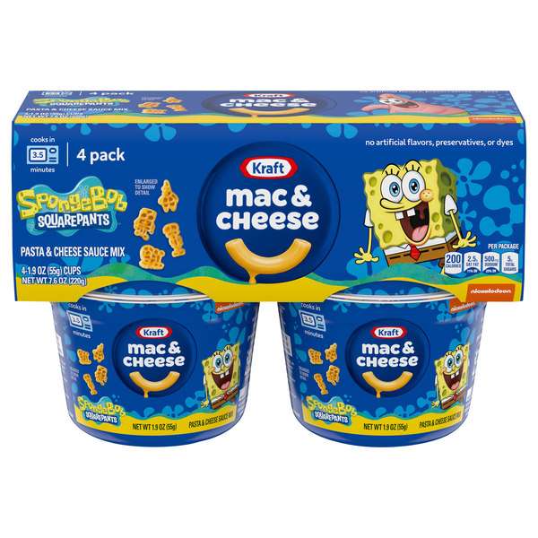 Kraft SpongeBob SquarePants Mac & Cheese Dinner Microwaveable Cup - 4 ct