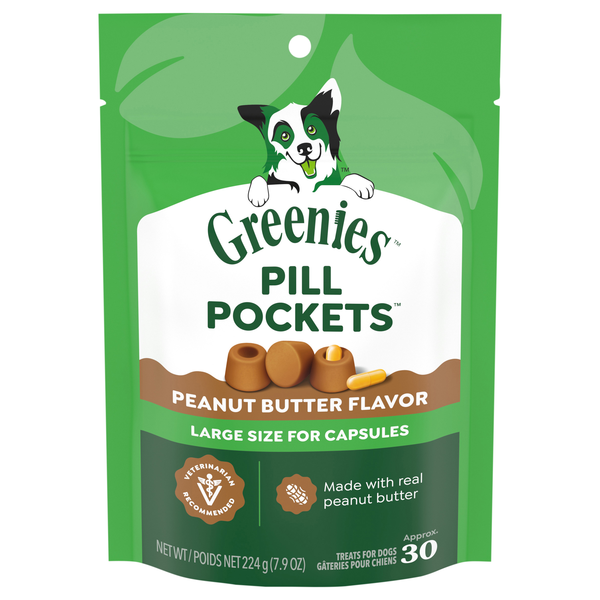 GREENIES Pill Pockets Peanut Butter Capsule Size Dog Treats - apx 30 ct