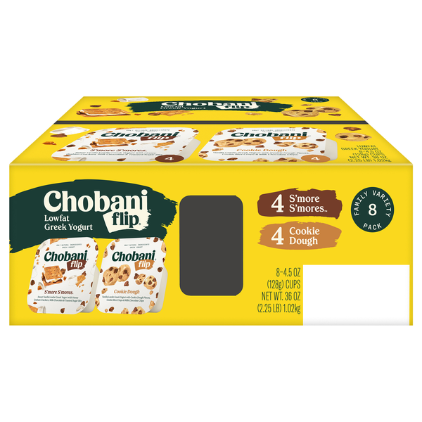 Chobani Flip Low Fat S'mores & Cookie Dough Greek Yogurt Cup - 8 ct