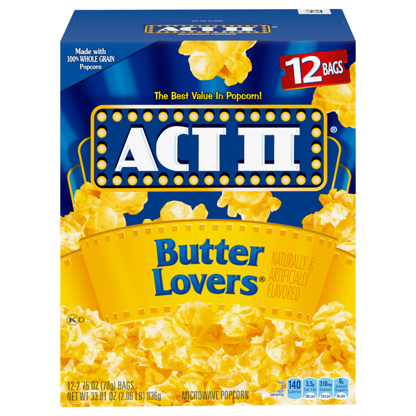 Act II Butter Lovers Microwave Popcorn - 12 ct