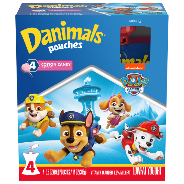 Danimals Low Fat Pawfect Cotton Candy Yogurt Pouches - 4 ct