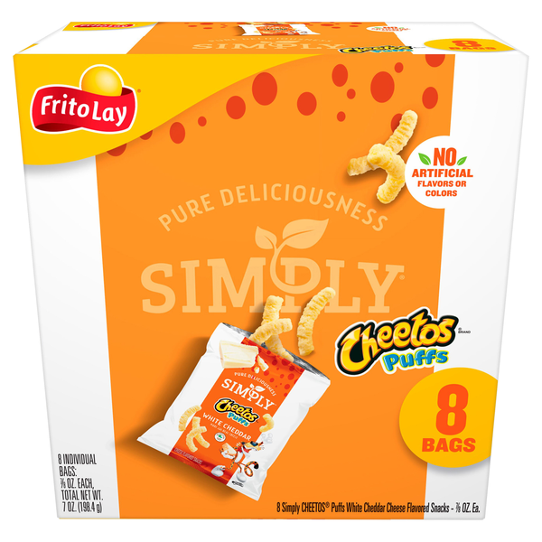 Cheetos Cheese Flavored Snacks Simply Puffs White Cheddar - 8 ct