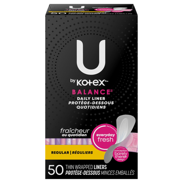 U by Kotex Balance Unscented Regular Thin Wrapped Daily Liners