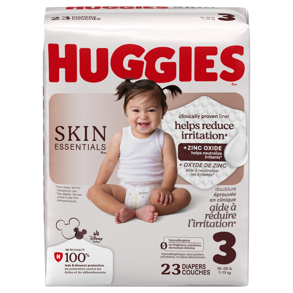 Huggies Skin Essentials Size 3 Baby Diapers 16-28 lb