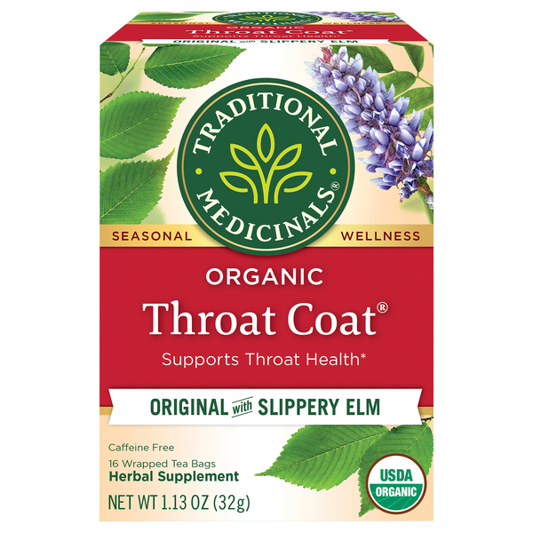 Traditional Medicinals Organic Throat Coat w/Slippery Elm Herbal Tea Bags