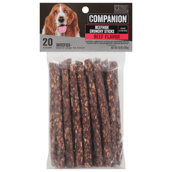 Companion Beef Flavor Beefhide Crunchy Sticks Dog Chews - 20 ct