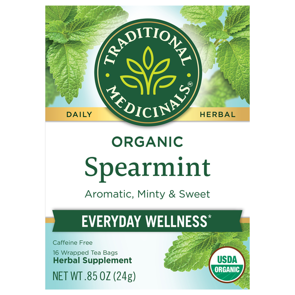 Traditional Medicinals Organic Caffeine Free Spearmint Herbal Tea Bags