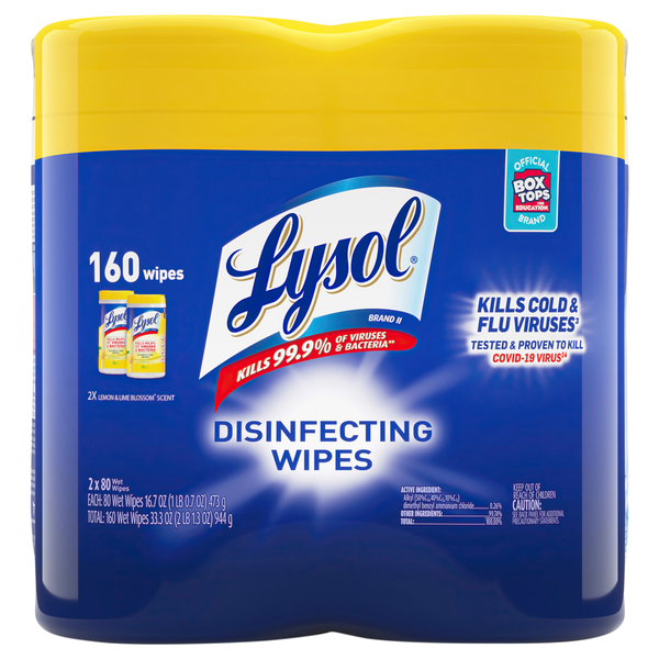 Lysol Lemon & Lime Blossom Disinfecting Wipes 80 ct ea - 2 pk
