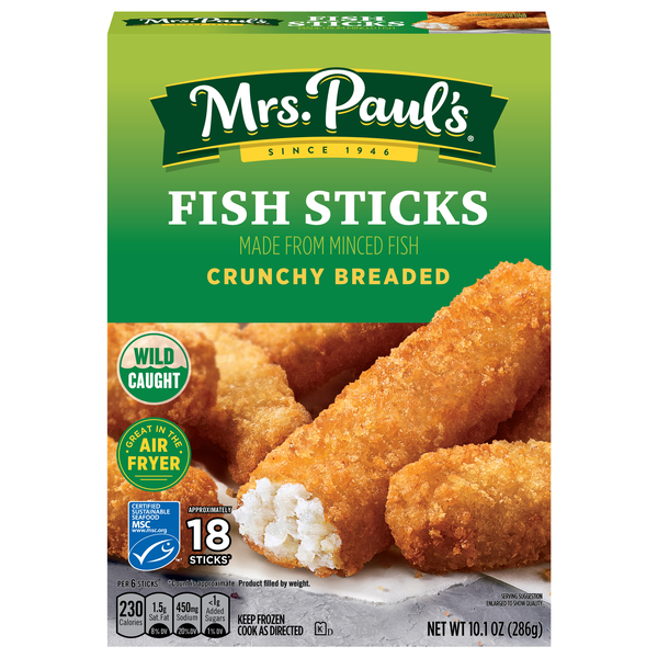 Mrs. Paul's Wild Caught Crunchy Breaded Fish Sticks - apx 18 ct Frozen