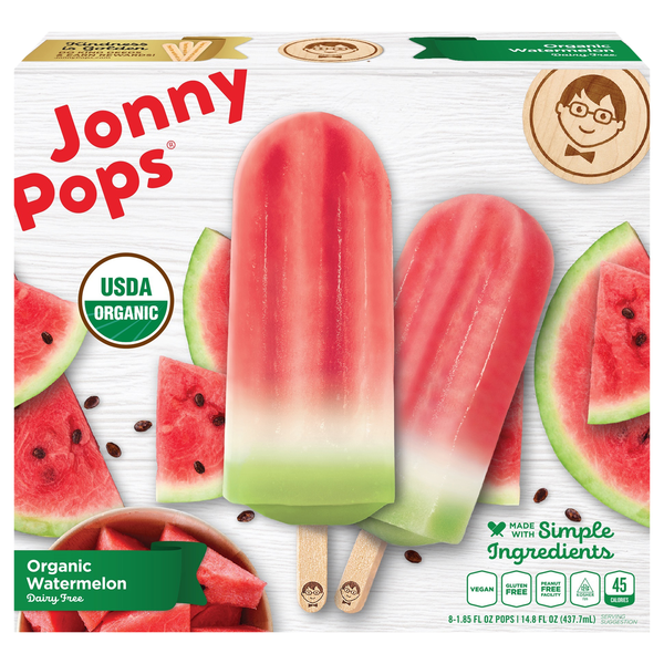 JonnyPops Organic Watermelon Ice Pops - 8 ct