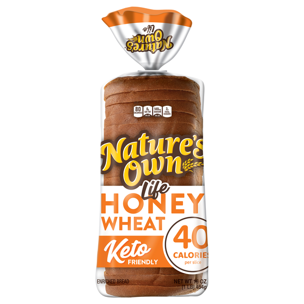 Nature's Own Life Keto Friendly 40 Calories Honey Wheat Bread Sliced