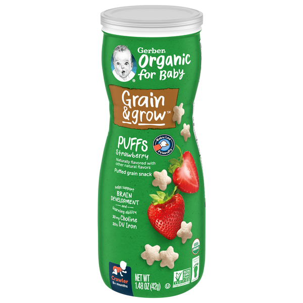 Save on Gerber Organic Baby Grain & Grow Strawberry Puffs Snack 8